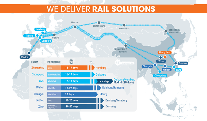 Bansard rail freight China Europe map 