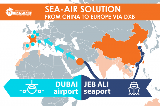 Notre service Air-Mer au départ de Chine vers l'Europe via Dubaï