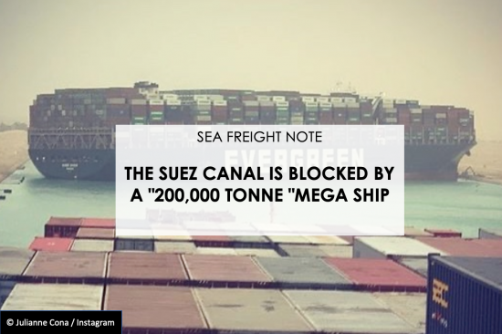 Le canal de Suez est bloqué par un "méga navire" de 200 000 tonnes